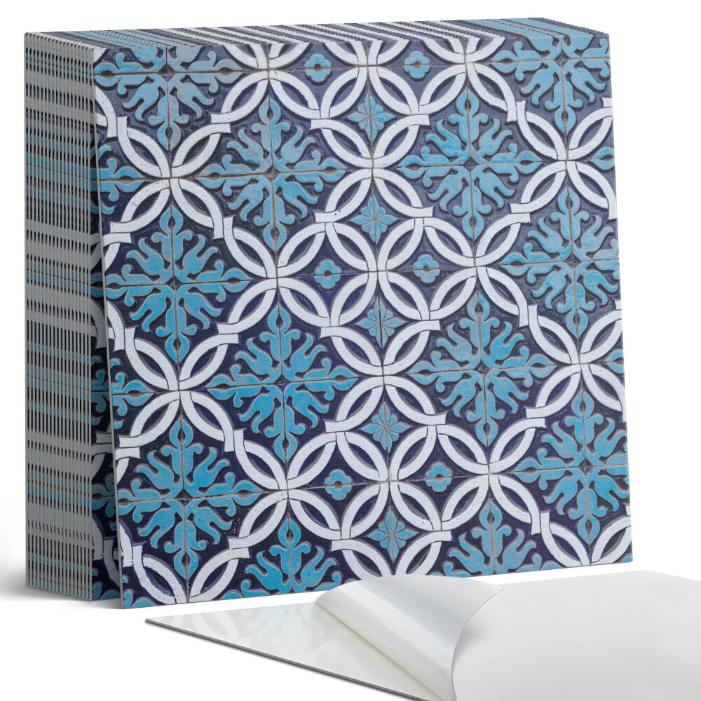 Samolepící dlaždice na podlahu Geometrie s flórou v moderním stylu