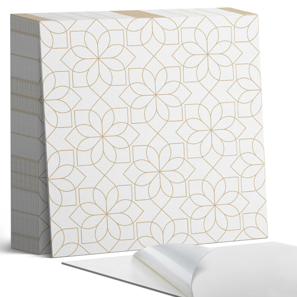 Samolepící dlaždice na podlahu Vzor květin v geometrických tvarech