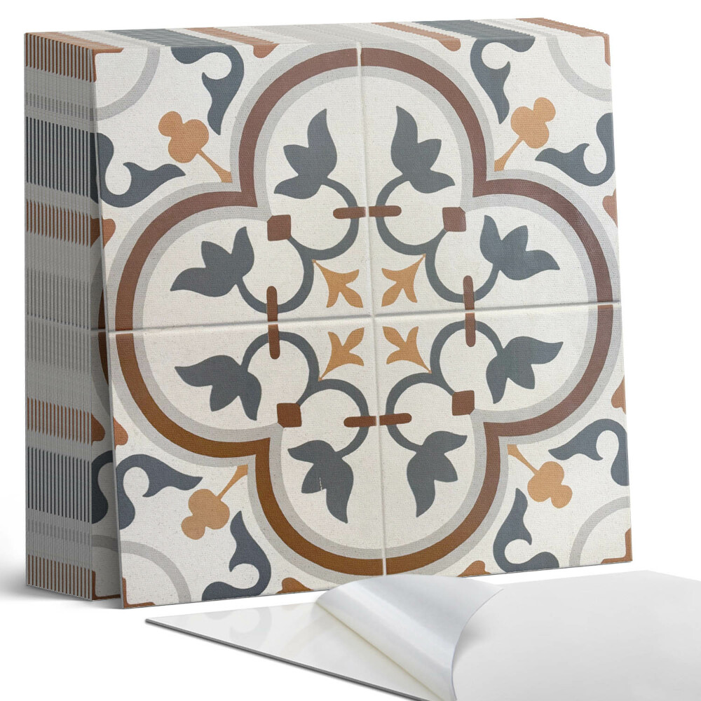 Samolepící dlaždice Kostkovaný vzor s květinami