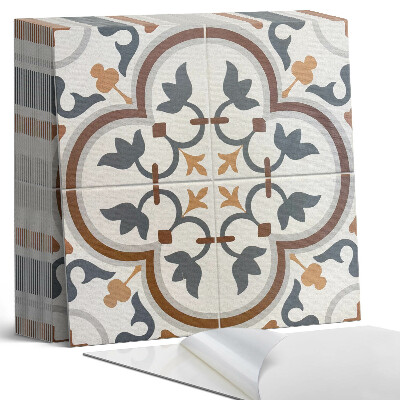 Samolepící dlaždice Kostkovaný vzor s květinami