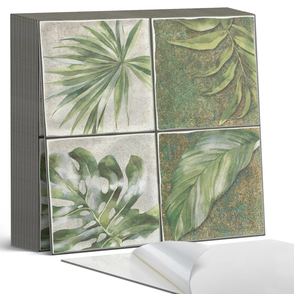 Samolepící dlaždice na podlahu Motiv listu ve stylu dlaždic