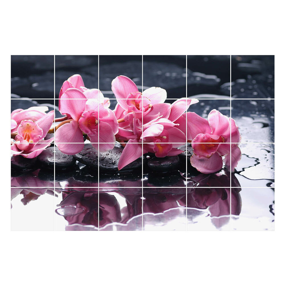 Samolepka na dlaždice Květiny na kamenech ve vodě