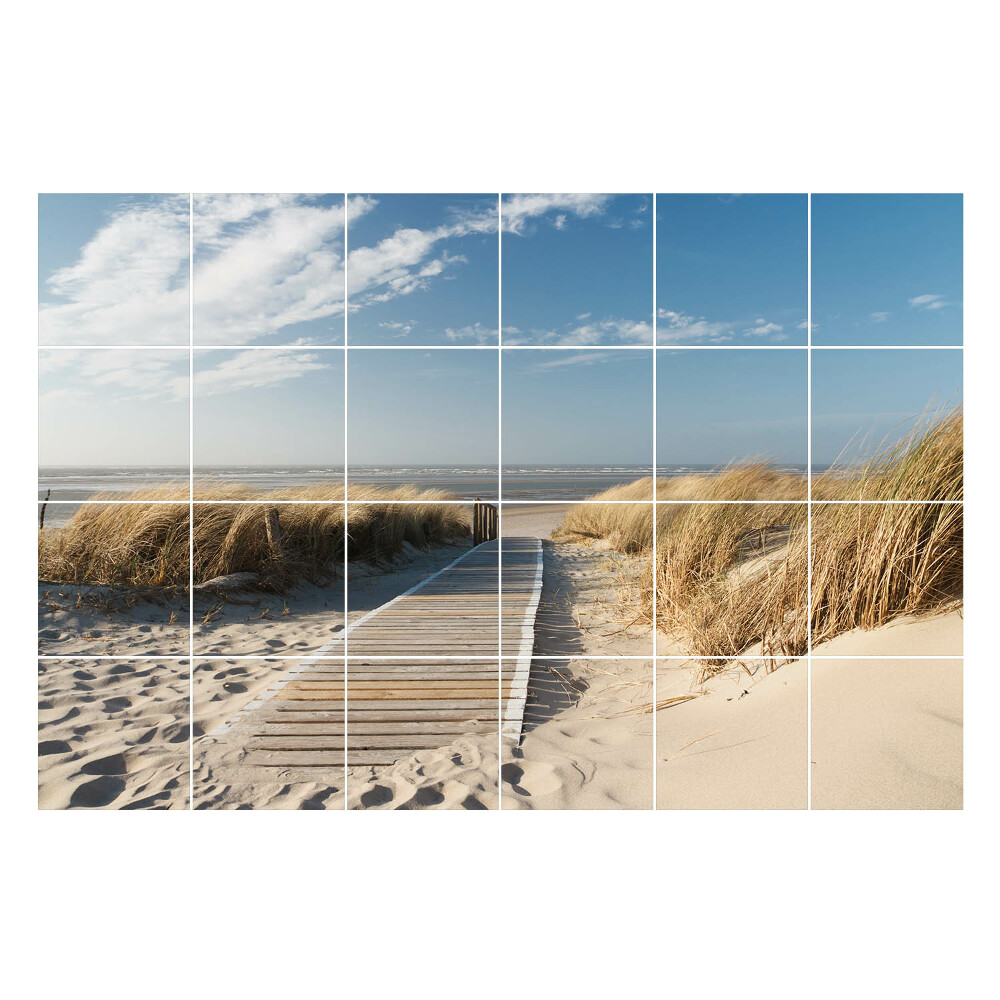 Samolepka na dlaždice Dřevěná cesta na pláži