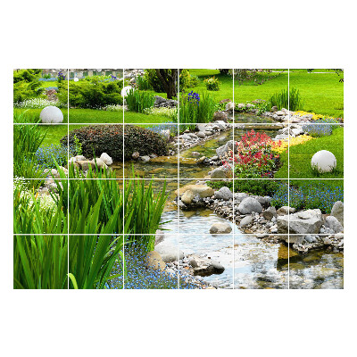 Nálepka na dlaždice Zahrada s vodním potokem