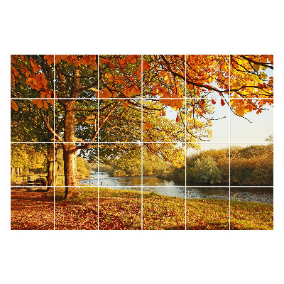 Samolepka na dlaždice Podzimní krajina u řeky