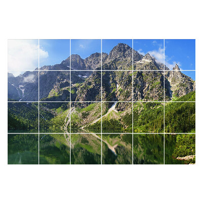 Samolepka na dlaždice Horská krajina s jezerem