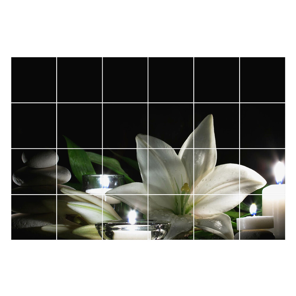 Nálepka na dlaždice Květiny a kameny v kompozici