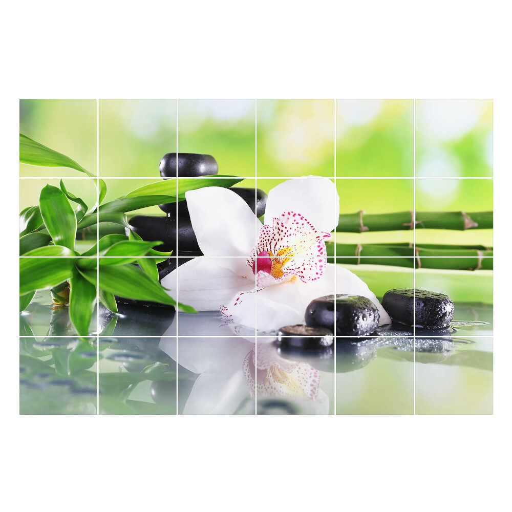 Nálepka na dlaždice Květiny a kameny v harmonii