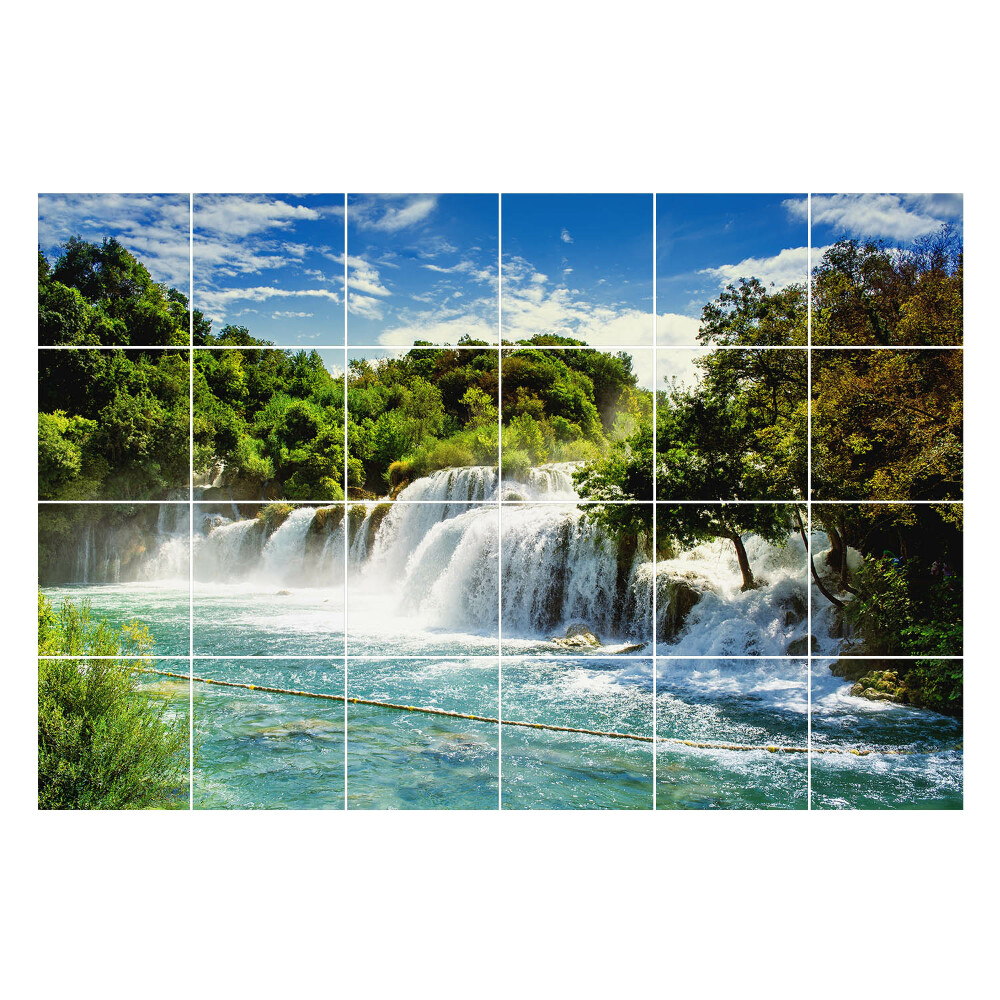 Samolepka na dlaždice Vodopád obklopený přírodou