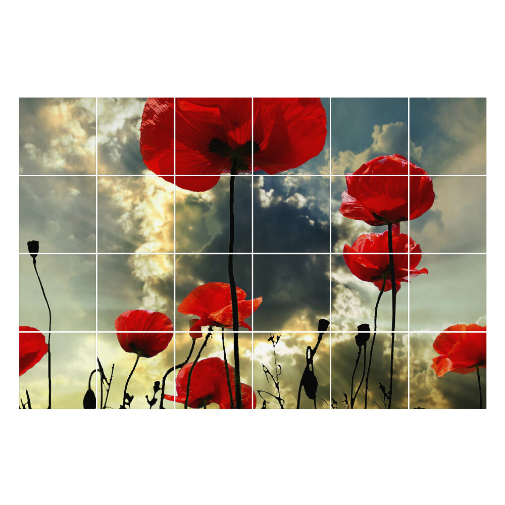 Nálepka na dlaždice Květiny proti obloze