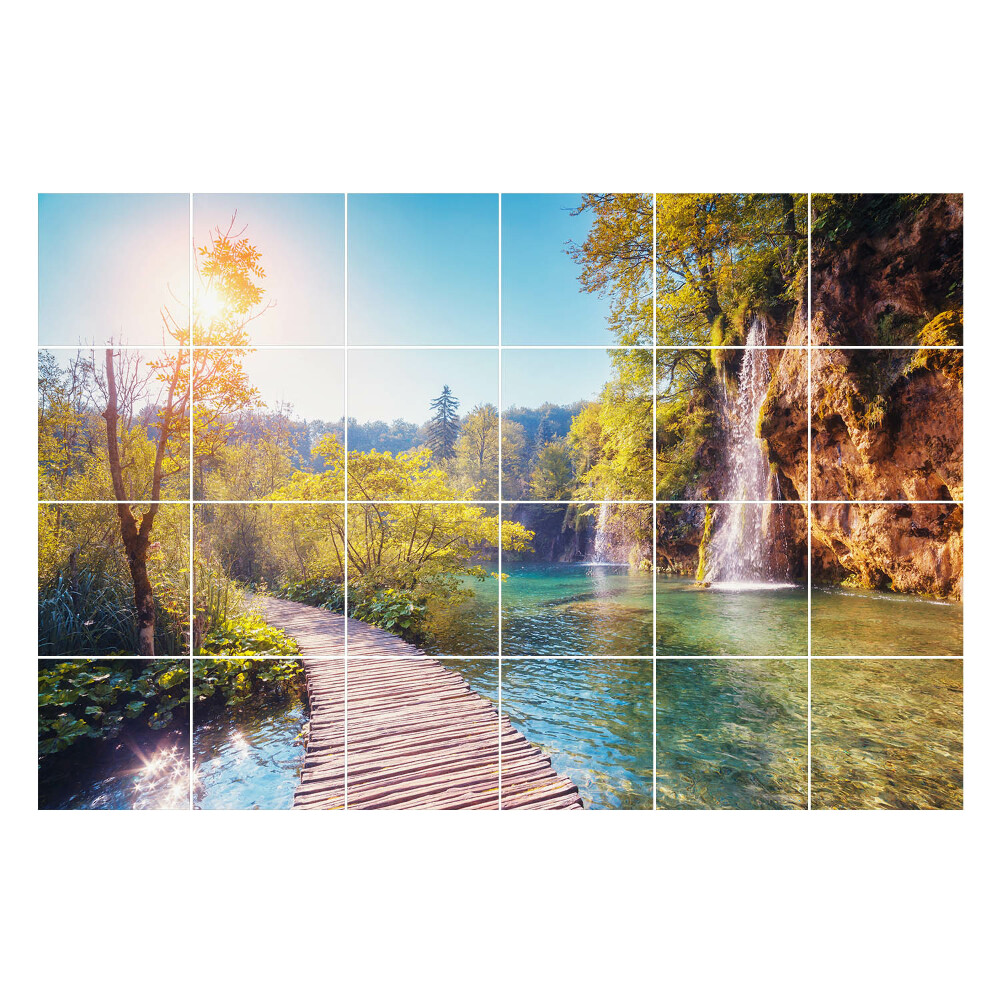 Nálepka na dlaždice Malebný vodopád a cesta