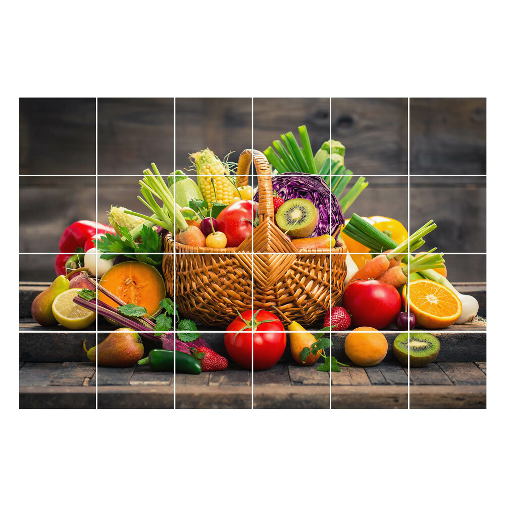 Nálepka na dlaždice Košík plný čerstvé zeleniny