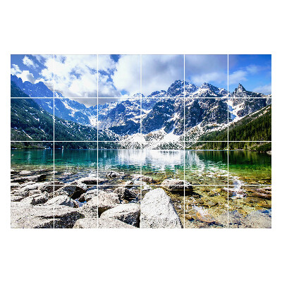 Samolepka na dlaždice Horská krajina s jezerem