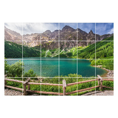 Samolepka na dlaždice Horská krajina s jezerem