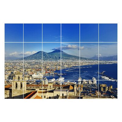 Samolepka na dlaždice Výhled na město a sopku