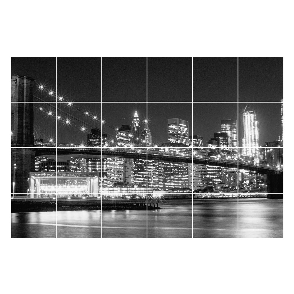 Samolepka na dlaždice Most přes město v noci