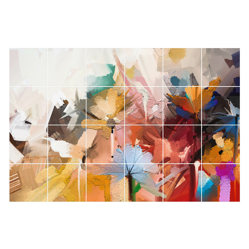 Samolepka na dlaždice Abstraktní květiny v pohybu