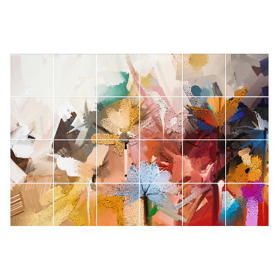 Samolepka na dlaždice Abstraktní květiny v pohybu