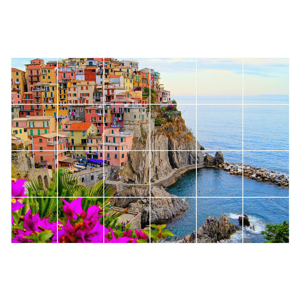 Samolepka na dlaždice Malebná přímořská vesnice