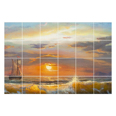 Nálepka na dlaždice Západ slunce nad mořem