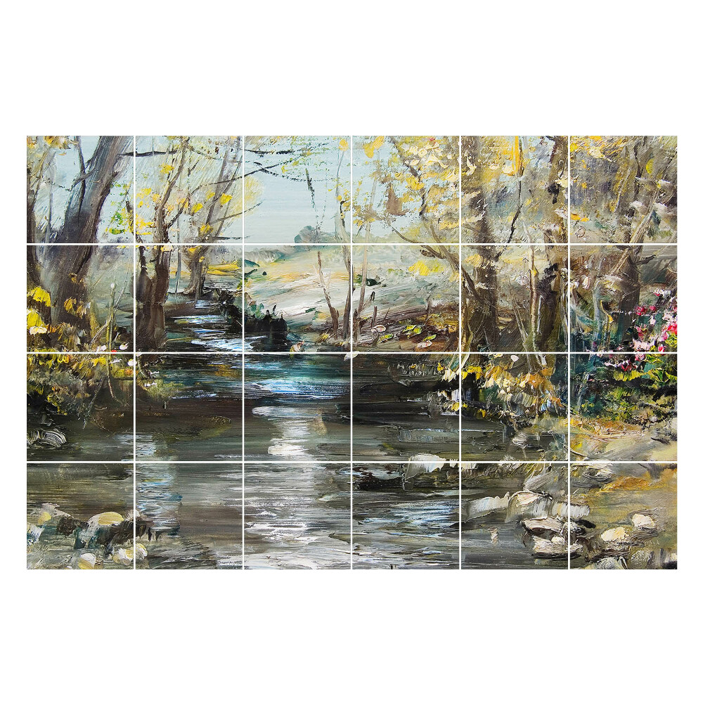 Samolepka na dlaždice Klidná krajina s řekou