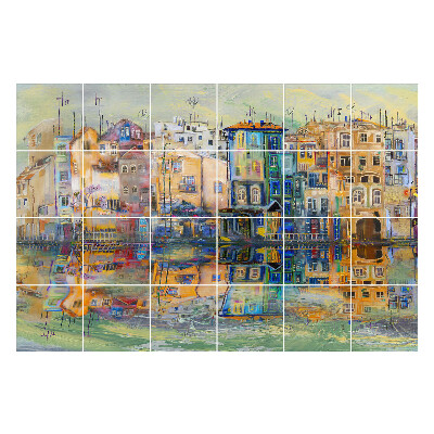 Samolepka na dlaždice Barevné odrazy měst