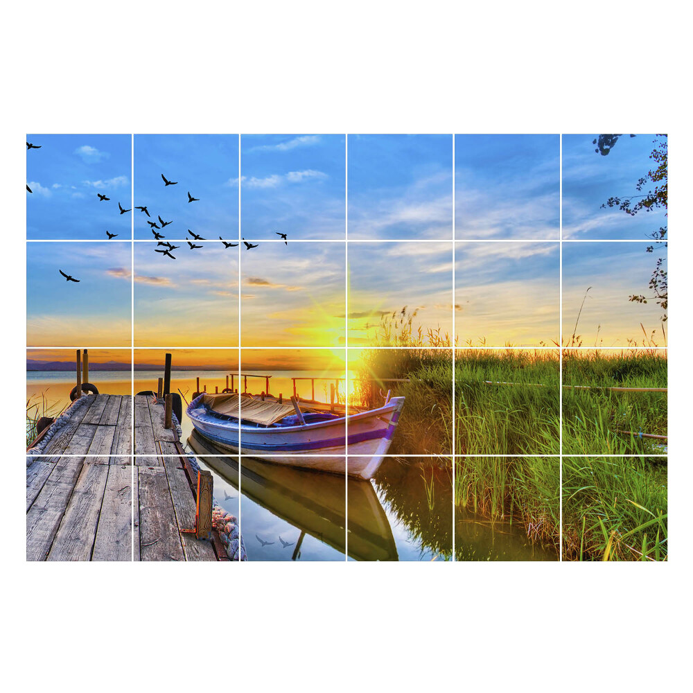 Samolepka na dlaždice Západ slunce nad vodou