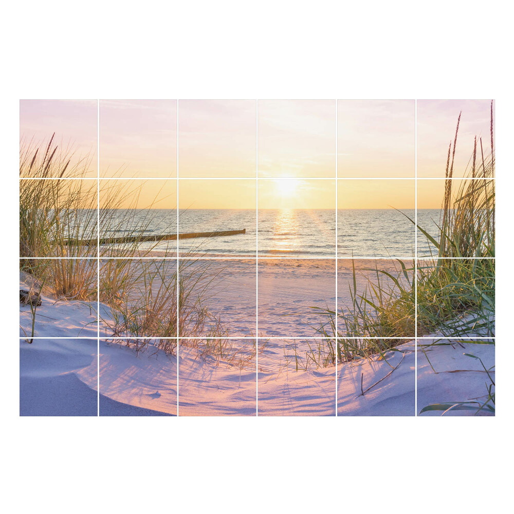 Nálepka na dlaždice Západ slunce nad pláží