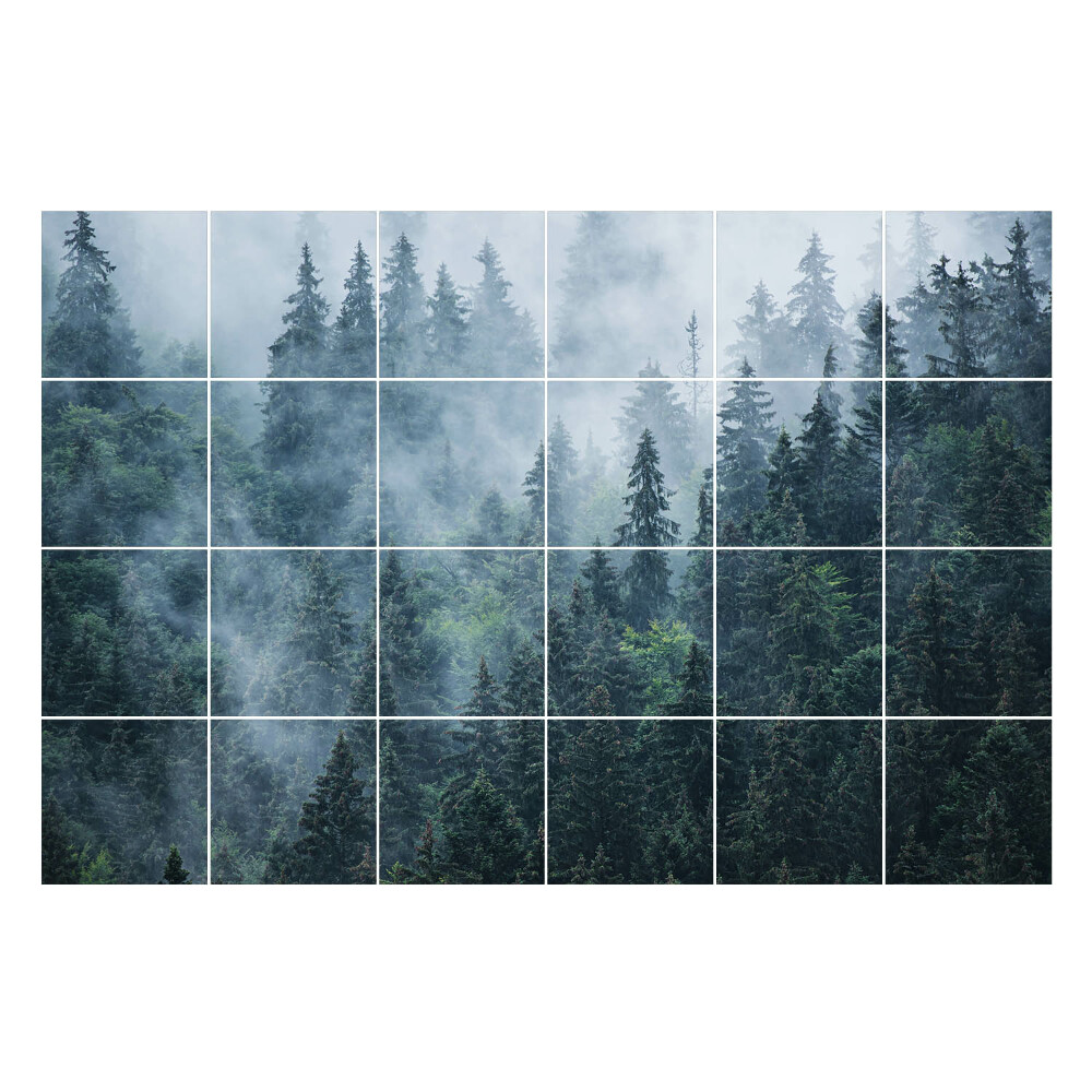 Samolepka na dlaždice Hustý les v mlze