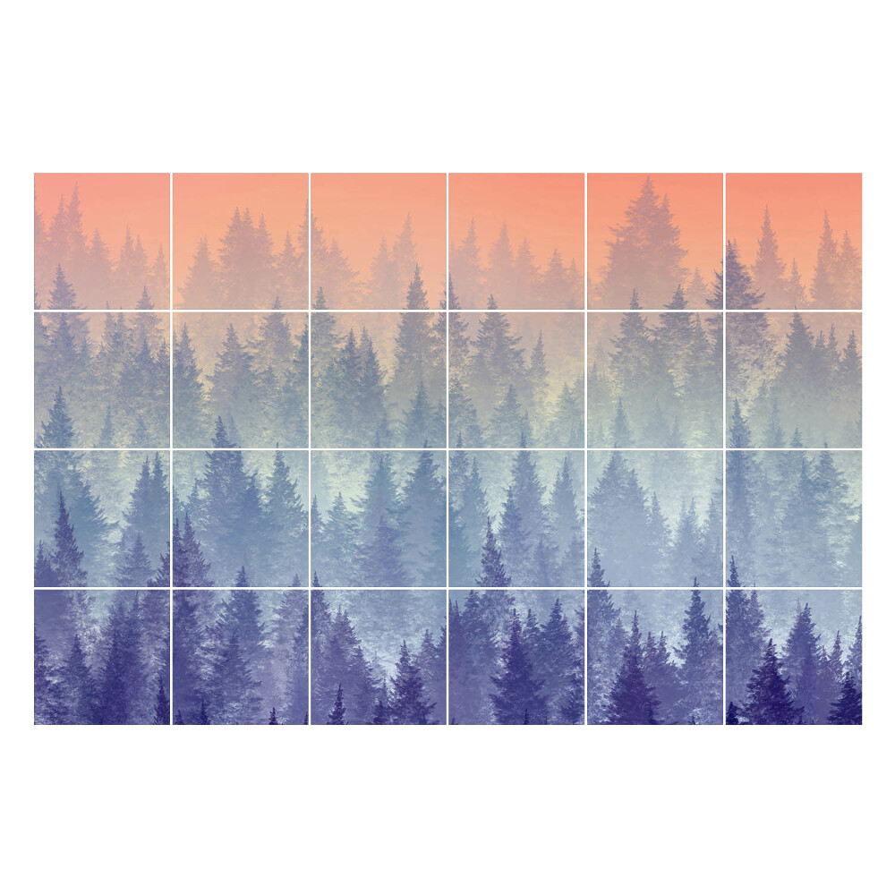 Nálepka na dlaždice Panorama mlžného lesa