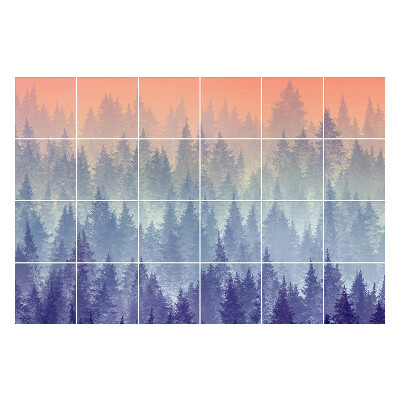 Nálepka na dlaždice Panorama mlžného lesa