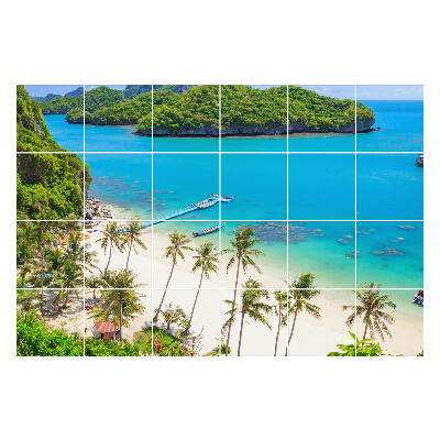 Nálepka na dlaždice Tropická pláž s ostrovy