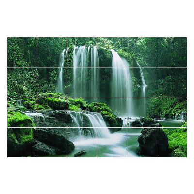 Samolepka na dlaždice Vodopád v bujné džungli