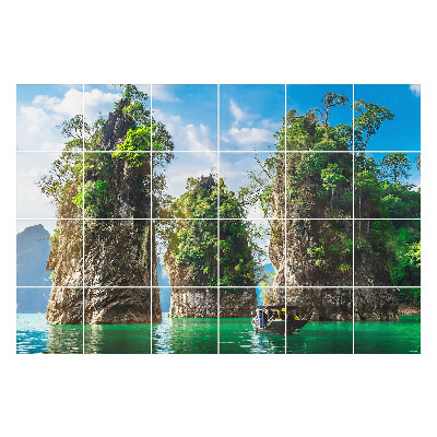 Nálepka na dlaždice Vodní kameny s vegetací