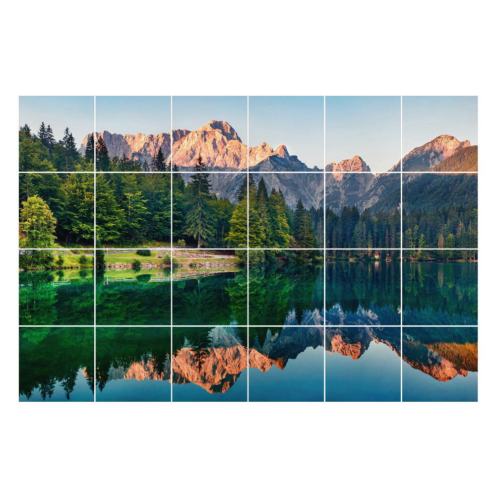 Samolepka na dlaždice Horská krajina s odrazem