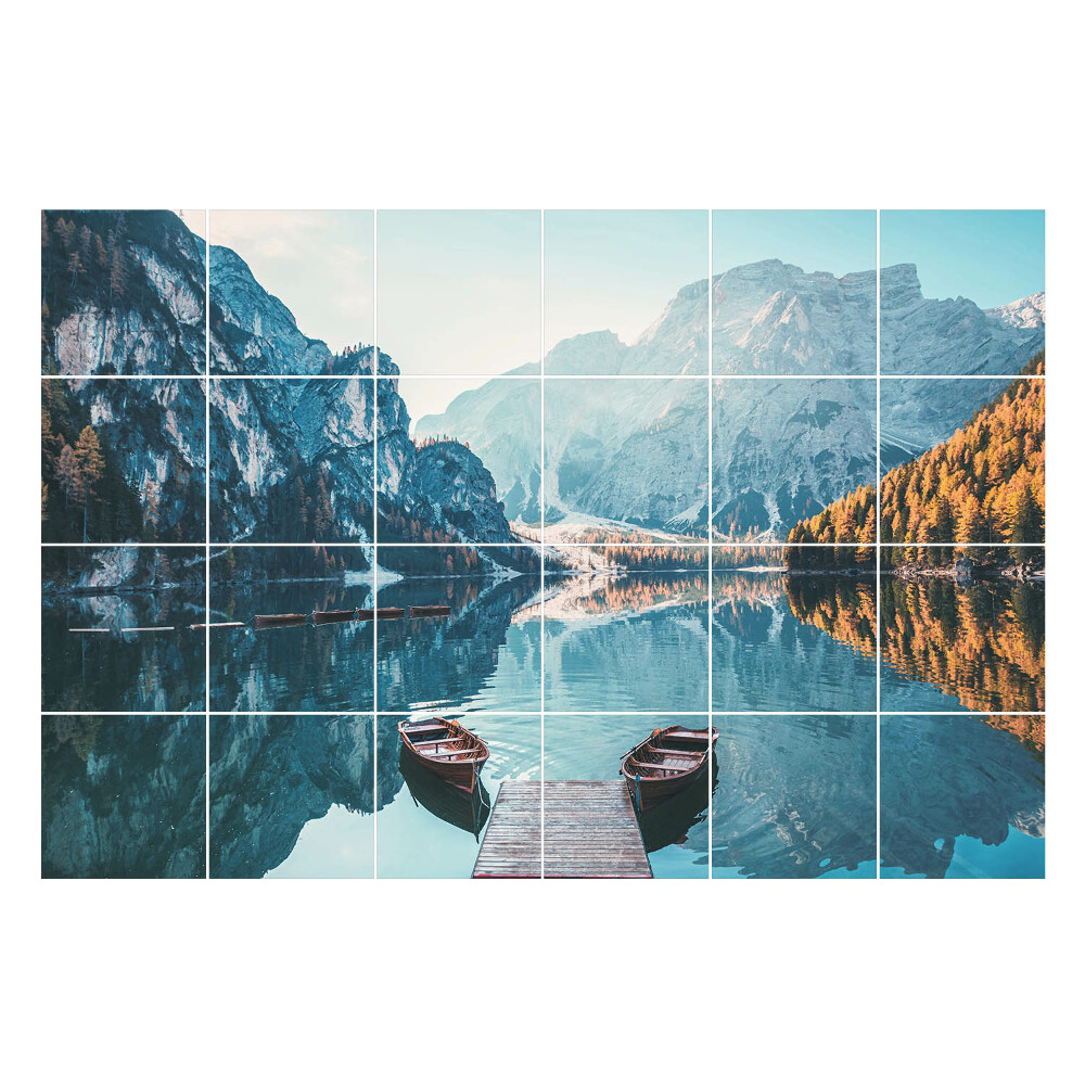 Nálepka na dlaždice Klidné jezero s horami