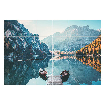 Nálepka na dlaždice Klidné jezero s horami