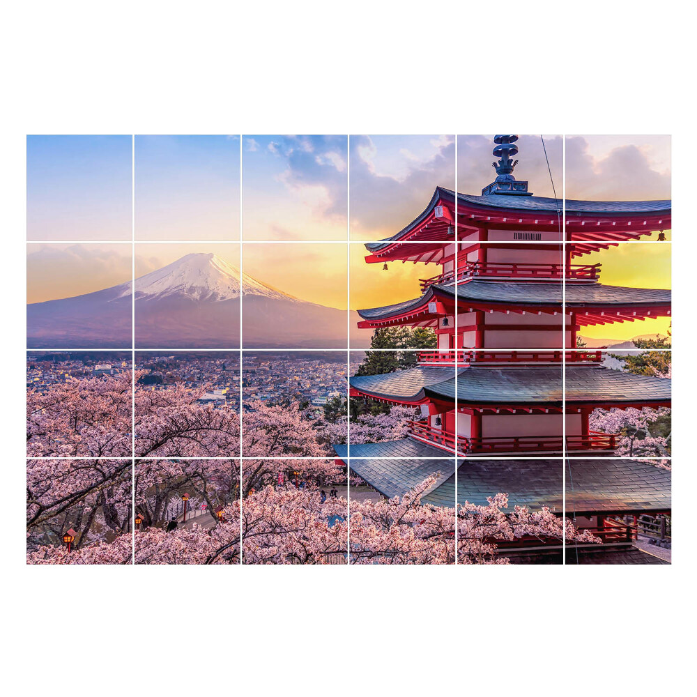 Samolepka na dlaždice Chrám s horou v pozadí