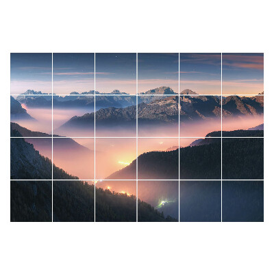 Nálepka na dlaždice Horská krajina za soumraku