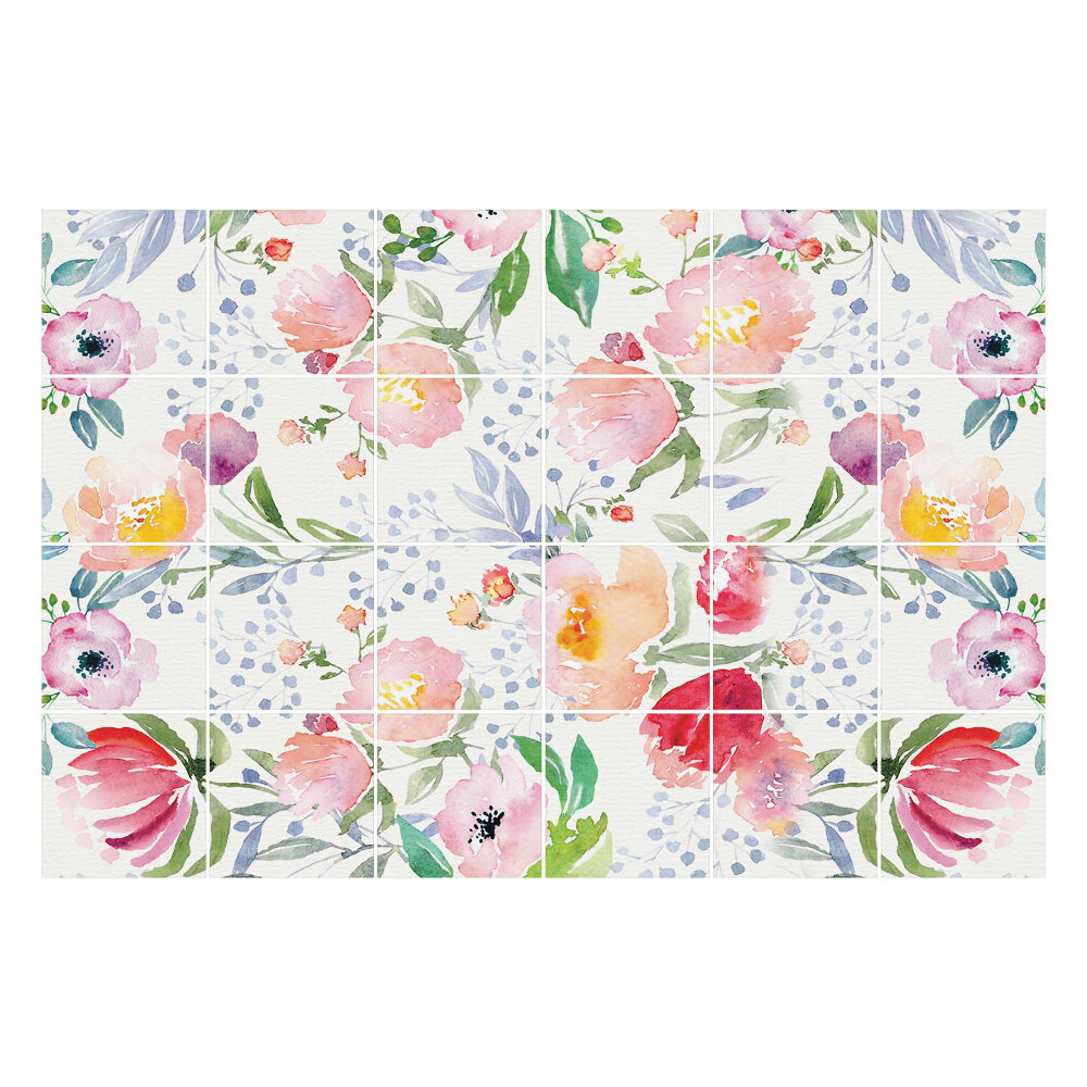 Nálepka na dlaždice Květinový motiv v pastelových barvách