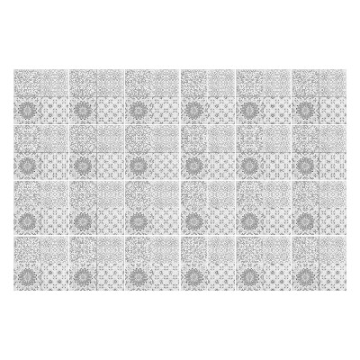 Samolepka na dlaždice Květinové a geometrické motivy