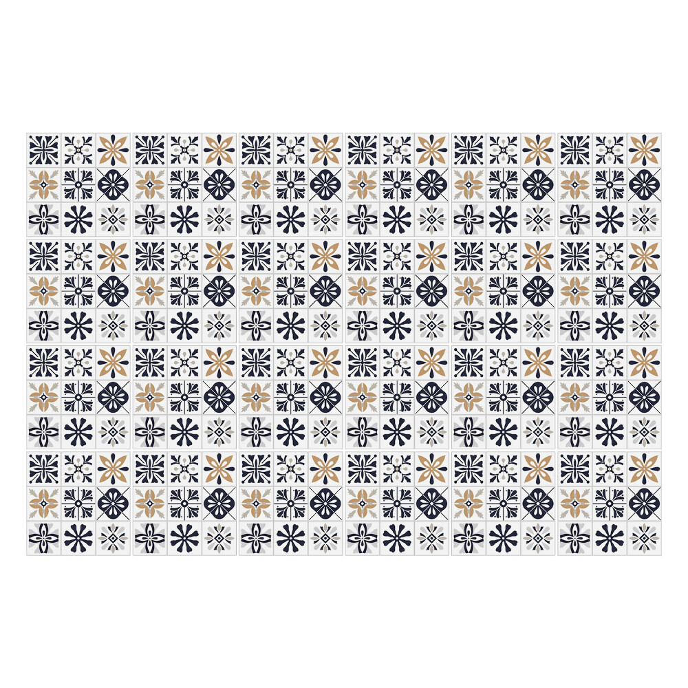 Samolepka na dlaždice Geometrické květiny a kruhy