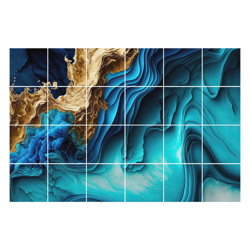 Samolepka na dlaždice Vlny v odstínech modré