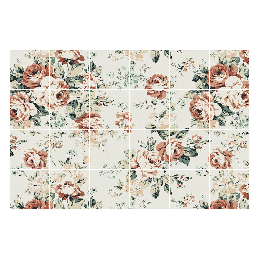 Samolepka na dlaždice Vintage květinový motiv