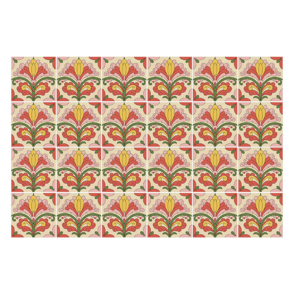 Samolepka na dlaždice Květinové ornamenty v aranžmá