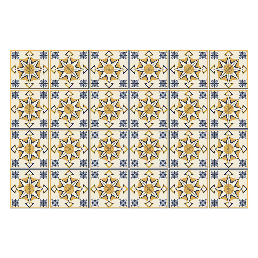 Nálepka na dlaždice Slunečné hvězdy v kostkovaném vzoru