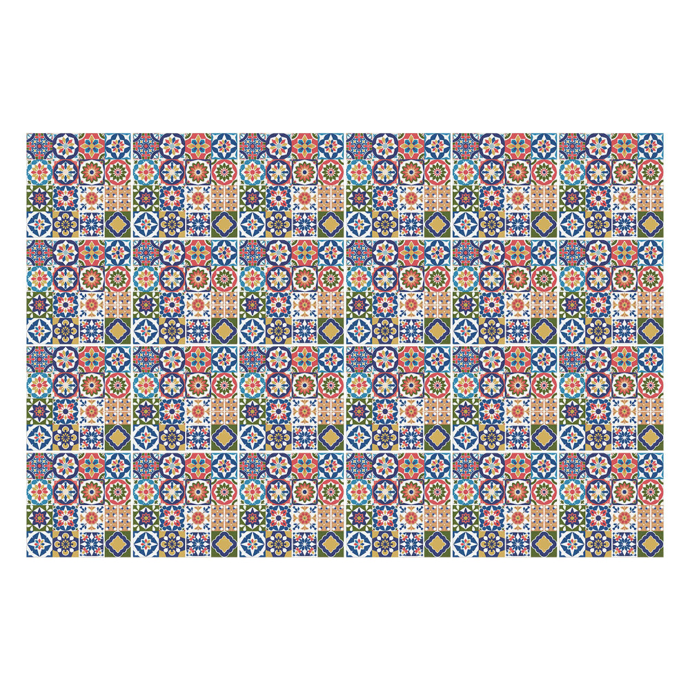 Samolepka na dlaždice Geometrické květinové mozaiky