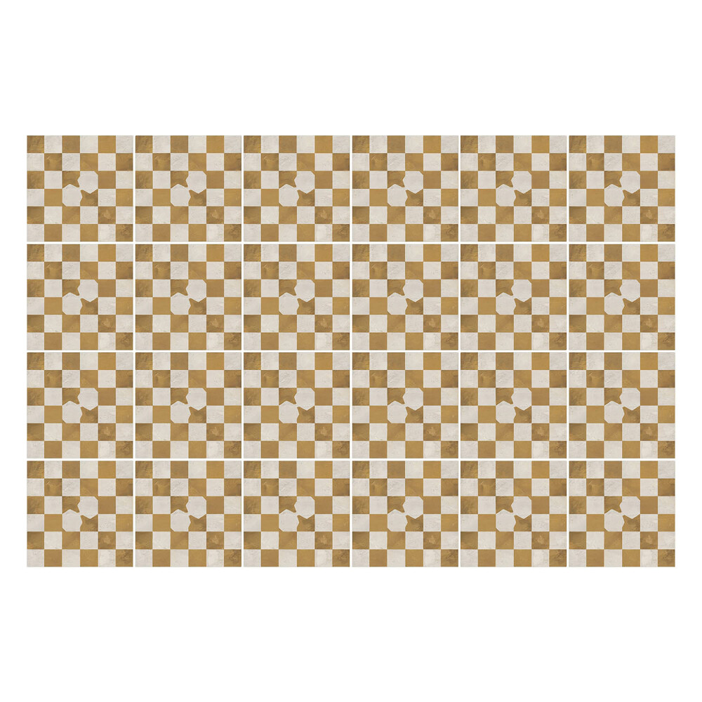 Nálepka na dlaždice Šachovnice s květinovým motivem