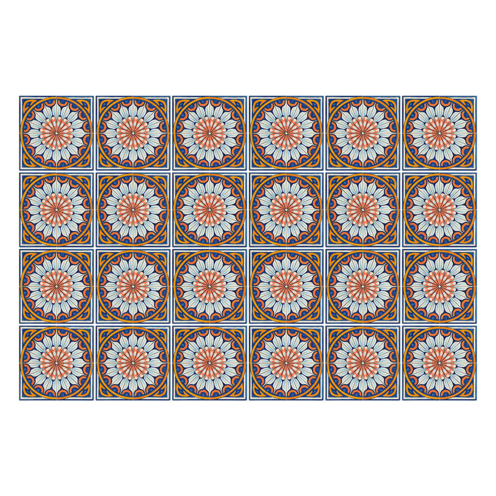 Nálepka na dlaždice Květinové motivy v kruzích