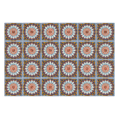 Nálepka na dlaždice Květinové motivy v kruzích